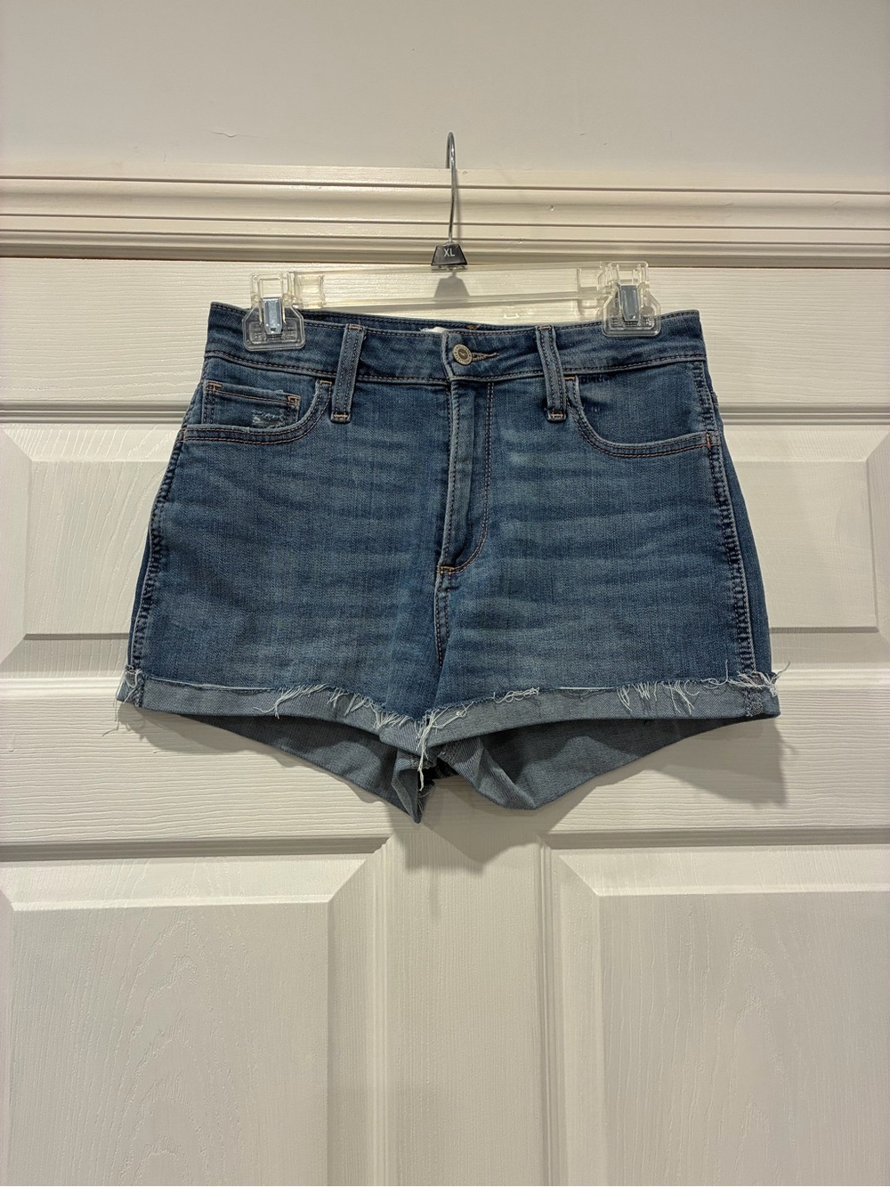 Hollister Medium Blue High-Rise Denim Cutoff Shorts